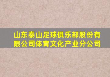 山东泰山足球俱乐部股份有限公司体育文化产业分公司